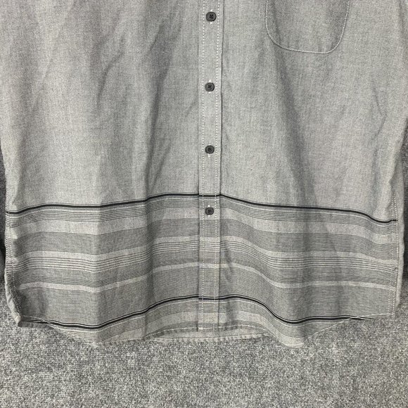 American Rag Button Up Shirt Men 2x Gray w/ Border Long Sleeve Button Down - Picture 3 of 11